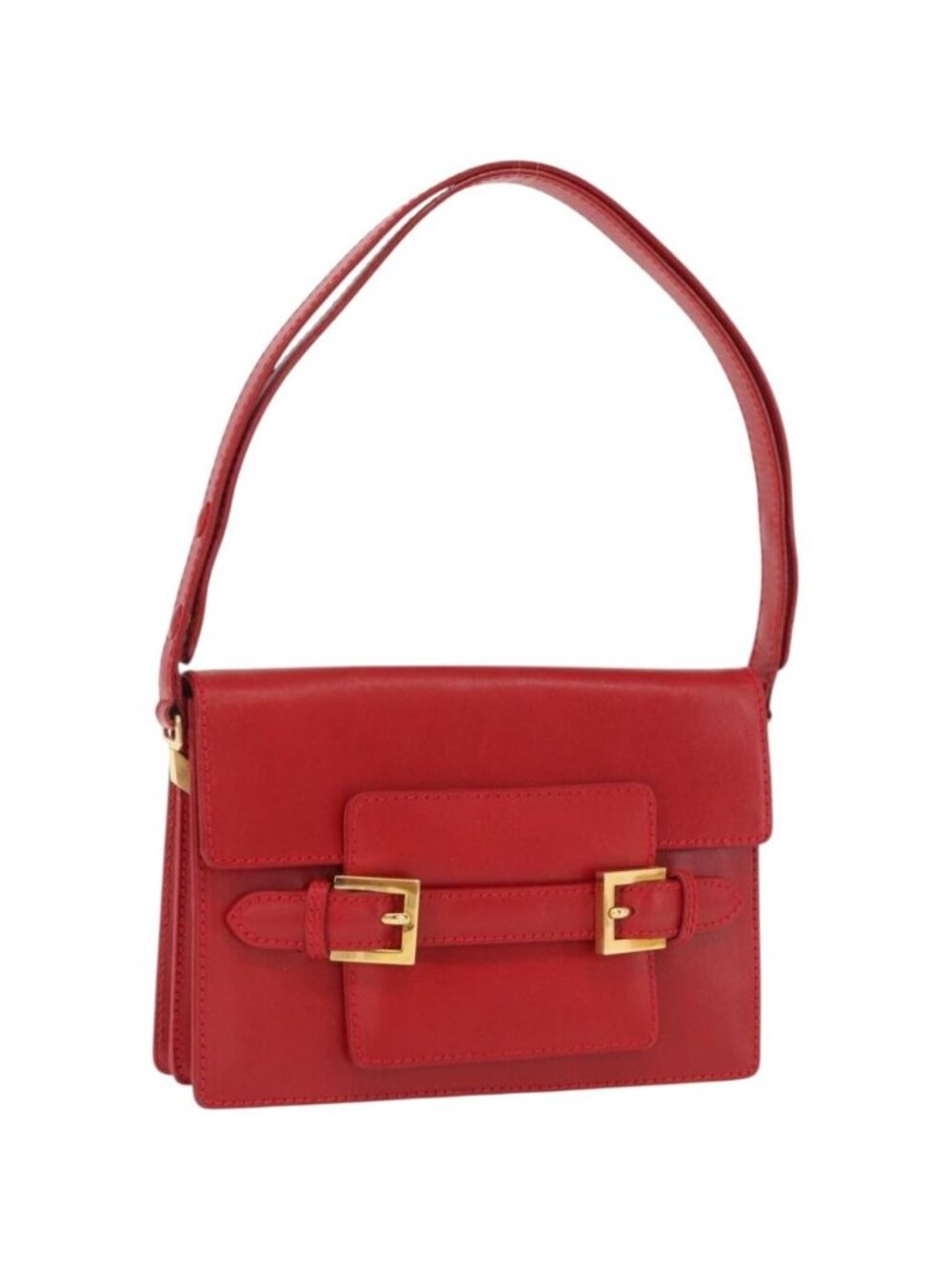 FENDI Shoulder Bag Leather Red Gold